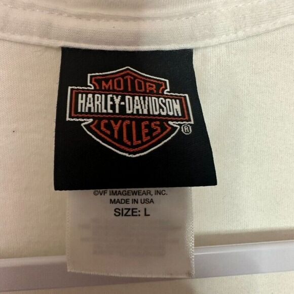 Harley-Davidson White V Neck Short Sleeve Fitted Tee SZ Large Honolulu Hawaii - Picture 4 of 7